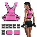 PACEARTH Adjustable Weight Vest 4-10lbs / 11-20lbs / 20-32lbs X-Shape Weighted Vest for Women and Men, Home Workout Ironsand Vest with Zipper Pouch and 6 Weight Packs, Available in Pink, Gray, Black