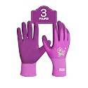 PACIFIC PPE 3 Pairs Gardening Gloves for women, Rubber Coated Garden Gloves, Ladies Yard Work Gloves, Breathable, Purple, Medium