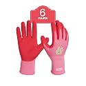 PACIFIC PPE 6 Pairs Gardening Gloves for women, Latex Coated Garden Gloves, Breathable, Medium Size fits Most, Rose Red