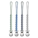 Silicone Pacifier Clip for Baby Boys, Paci Binky Holder 4 Pack