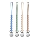 Silicone Pacifier Clip for Baby Boys Girls, Paci Holder 4 Pack