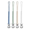 Silicone Pacifier Clip for Baby Boys Girls, Paci Holder 4 Pack