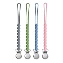 Silicone Pacifier Clip for Baby Boys Girls, Paci Holder 4 Pack