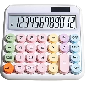 pack of 1 big creative colorful calculator mechanical 12 digits switch calculators large lcd display and big buttons aesthetic calculator rainbow color calculator