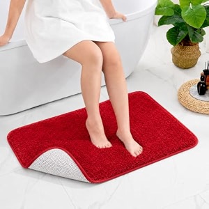 pack of 1 quick dry water absorbing rectangular micro floor mat  anti-skid amp non-slip cushion doormat for home kitchen office washroom - r_red 40x60 cm