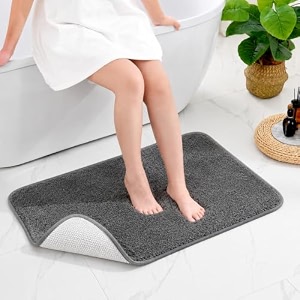 pack of 1 quick dry water absorbing rectangular micro floor mat  anti-skid amp non-slip cushion doormat for home kitchen office washroom - r_grey 40x60 cm