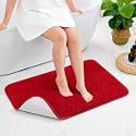 Pack of 1 Quick Dry Water Absorbing Rectangular Micro Floor Mat | Anti-Skid &amp; Non-Slip Cushion Doormat for Home, Kitchen, Office, Washroom - (R_Red, 40x60 cm)