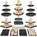 Pack of 11 NWK Cake Stand Set of Cupcake Stand, Tray & Table Cloth (Black)