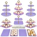 Pack of 11 NWK Cake Stand Set of Cupcake Stand, Tray & Table Cloth (Purple)