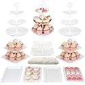 Pack of 11 NWK Cake Stand Set of Cupcake Stand, Tray &amp; Table Cloth (White)