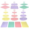 Pack of 11 NWK Cupcake Stand Set with Table Cloth (Colorful)