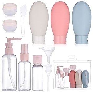 pack of 11 silicone travel bottles travel bottles for filling part travel set with toiletry bag travel bottle set for shampoo lotion conditioner shower gel bpa free