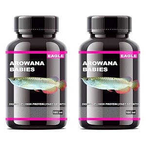 pack of 2 eagle arowana babies fish food 100ml high protein  digestive  fast growth