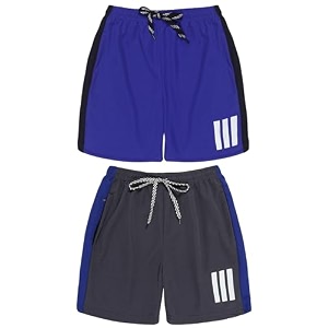 pack 2 polyester sports shorts for boys amp girls with zipper pockets