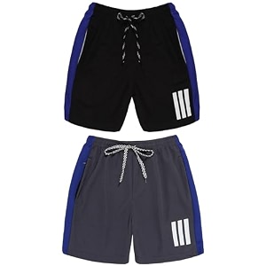 pack 2 polyester sports shorts for boys amp girls with zipper pockets