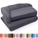 Pack of 2 Twin Fitted Sheet, Fits Up to 15 Inch Deep Pocket, Grey