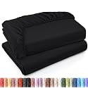 Pack of 2 Twin Fitted Sheet, Fits Up to 15 Inch Deep Pocket, Black