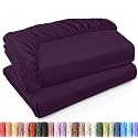 Pack of 2 Twin XL Fitted Sheet, Fits Up to 15 Inch Deep Pocket, Purple