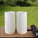 Pack of 2 White 3x6 LED Pillar Candles Outdoor IP65 Waterproof - Pillar Candles Battery Powered with Timer and Remote - Battery Operated Unscented Outdoor Flameless Candles Flickering