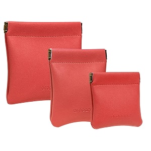 pack of 3 -aropana leather travel organiser earphone airpods case cosmetic makeup pouch jewellery bag contact lens pouch card holder mini wallet for men amp women classic red