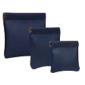 Pack of 3 -Aropana Leather Travel Organiser Earphone AirPods Case Cosmetic Makeup Pouch Jewellery Bag Contact Lens Pouch Card Holder Mini Wallet for Men &amp; Women (Navy Blue)