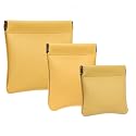 Pack of 3 -Aropana Leather Travel Organiser Earphone AirPods Case Cosmetic Makeup Pouch Jewellery Bag Contact Lens Pouch Card Holder Mini Wallet for Men &amp; Women (Bright Yellow)