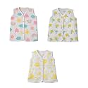 Pack of 3 Muslin Sleeveless Baby Jabla with Buttons | 100% Organic Cotton Newborn Jhabla | Ultra-Soft Breathable Summer Wear for Boys & Girls | Assorted Random Prints Pack