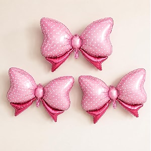 Pack of 3 Pink Bow Foil Balloons