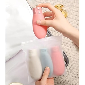 pack of 3 refillable travel bottles 60ml  silicone leak proof squeezable containers for toiletries  travel size shampoo lotion hand wash bottles with labels amp transparent carry bag