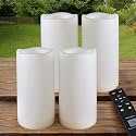 Pack of 4 White LED Candles Outdoor 3x6 - Unscented IP65 Waterproof Battery Powered Flameless LED Pillar Candles with Remote and Timer - Battery Operated Flameless Candle Flickering