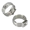 Pack of 50 6.3-7.5mm Single Ear Hose Clamps, MISPIRE 304 Stainless Steel Crimp Hose Clamps for Securing Pipe Hose, Automotive, Home Appliance