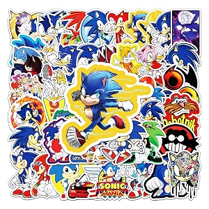 pack of 50 sonic the hedgehog stickers for laptop phone guitar bike pc scrapbook  waterproof matte vinyl ecofriendly decals  residue-free anime stickers collection