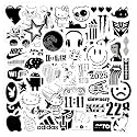 Pack of 58 Vintage Black &amp; White Waterproof Vinyl Self-Adhesive Sticker for Adults, Multicolor Stickers for Laptop, Journal, Guitar, Mobile - Residue Free