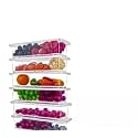 Pack of 6 Plastic Fridge Organizers Storage Container Kitchen Freezer Food Basket Set for Vegetables, Fruits, Fish, and Egg with Airtight Lid (Transparent) -Pack of 6|PRI-P3810