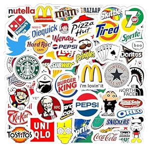 pack of 60 logo laptop vinyl self-adhesive sticker for adults multicolor stickers for laptop journal guitar mobile - waterproof residue free