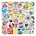 Pack of 60 Logo Laptop Vinyl Self-Adhesive Sticker for Adults, Multicolor Stickers for Laptop, Journal, Guitar, Mobile - Waterproof Residue Free
