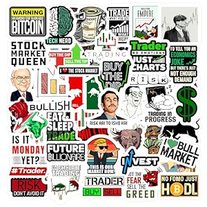 pack of 60 stock market laptop vinyl self-adhesive sticker for adults multicolor stickers for laptop journal guitar mobile - waterproof residue free
