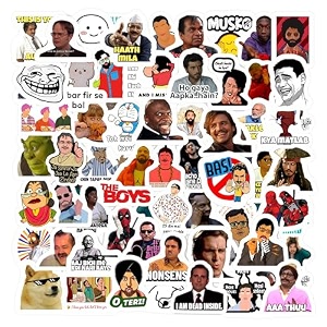 pack of 60 waterproof stickers for adult  meme laptop vinyl self-adhesive sticker for adults  multicolor stickers for laptop journal guitar mobile - residue free