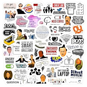 pack of 61 office waterproof vinyl self-adhesive sticker for adults multicolor stickers for laptop journal guitar mobile - residue free