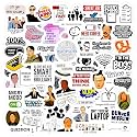 Pack of 61 Office Waterproof Vinyl Self-Adhesive Sticker for Adults, Multicolor Stickers for Laptop, Journal, Guitar, Mobile - Residue Free