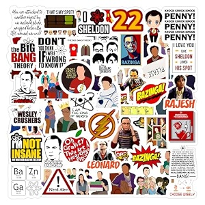 pack of 61 tbbt big bang tv series laptop vinyl self-adhesive bbt sticker for adults multicolor stickers for laptop journal guitar mobile - waterproof residue free