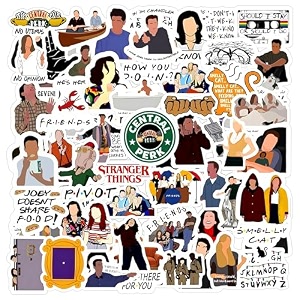 pack of 63 waterproof friends vinyl self-adhesive sticker for adults multicolor tv series stickers for laptop journal guitar mobile - residue free