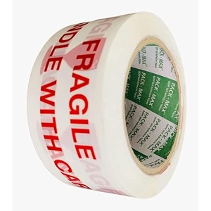 packmax pack of-24 handle with carefragile printed 2 inch x 100 mtrs strong adhesive packaging tape 40 microns for e-commerce and multipurpose use