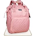 PACKNBUY Stylish Diaper Bag for Mothers for Travel with Changing Mat, Maternity Bag with Insulated Bottle Pockets and Multiple Pockets Baby Diaper Bag to Store Newborn Baby Products (Pink)