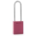 PACLOCK's 90A-PRO Padlock, 1/4" Diameter Hard. Steel Shackle, 3" Tall, High Performance 7-Pin Cylinder w/ 1 Key, Keyed Differently, Pink