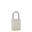 PACLOCK's 90A-PRO Padlock, 1/4" Diameter Hard. Stainless Steel Shackle, 1-3/16" Tall, High Performance 7-Pin Cylinder w/ 1 Key, Keyed Alike, Silver