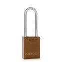 PACLOCK's 90A-PRO Padlock, 1/4" Diameter Hard. Steel Shackle, 2-1/2" Tall, High Performance 7-Pin Cylinder w/ 1 Key, Keyed Differently, Brown