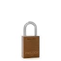 PACLOCK's 90A-PRO Padlock, 1/4" Diameter Hard. Stainless Steel Shackle, 1-3/16" Tall, High Performance 7-Pin Cylinder w/ 1 Key, Keyed Alike, Brown