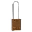 PACLOCK's 90A-PRO Padlock, 1/4" Diameter Hard. Steel Shackle, 3" Tall, High Performance 7-Pin Cylinder w/ 1 Key, Keyed Alike, Brown