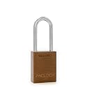PACLOCK's 90A-PRO Padlock, 1/4" Diameter Hard. Steel Shackle, 2" Tall, High Performance 7-Pin Cylinder w/ 1 Key, Keyed Differently, Brown